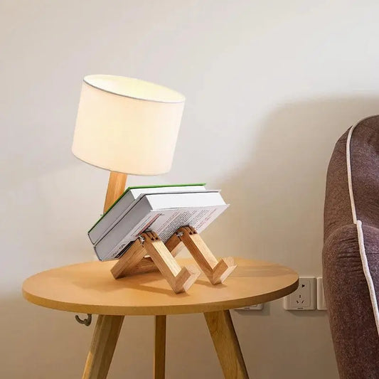 Nordic Wooden Robot Table Lamp - Luneo